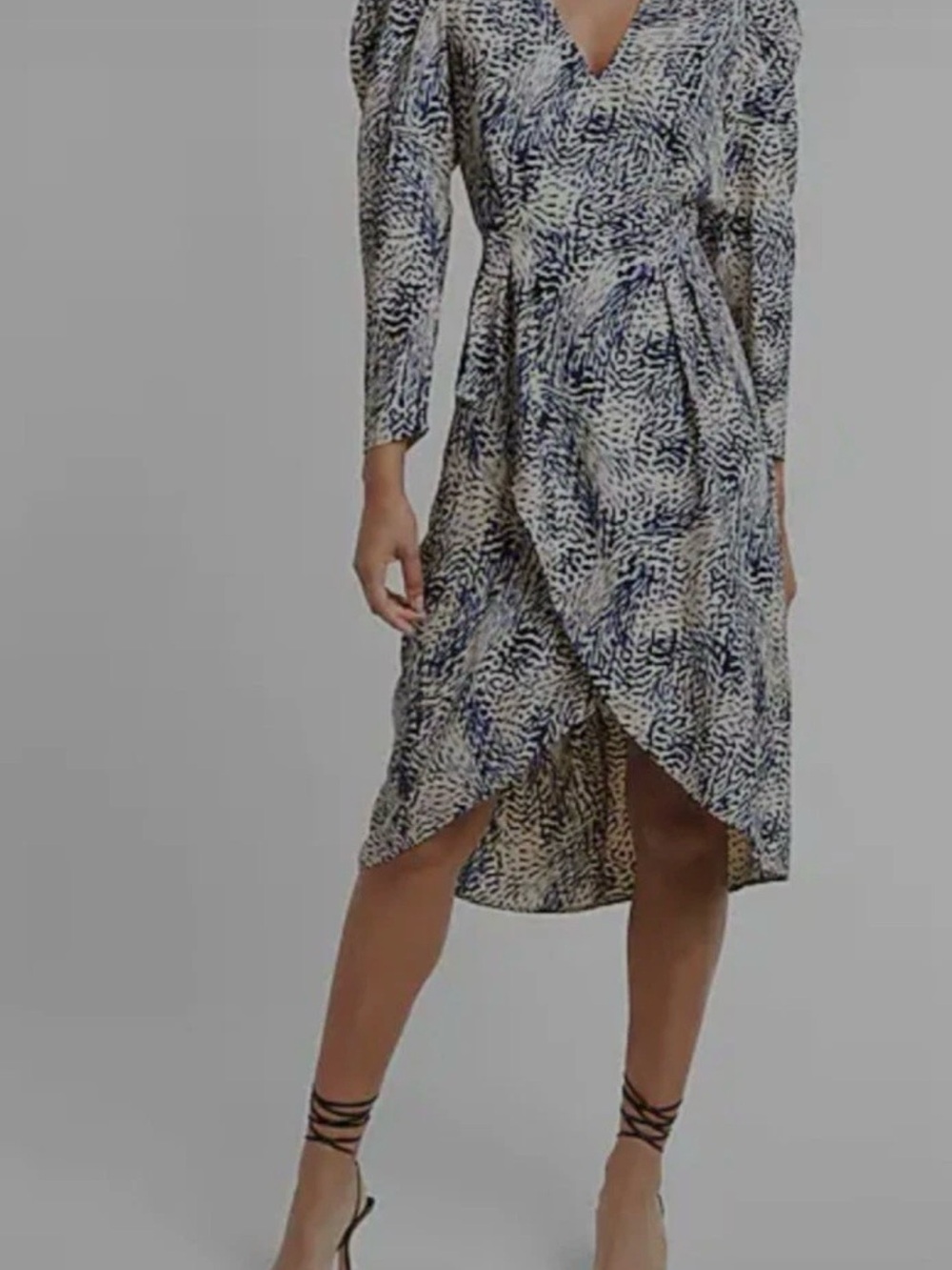 Urban Expressions Blue and Cream Abstract Print Wrap Midi Dress